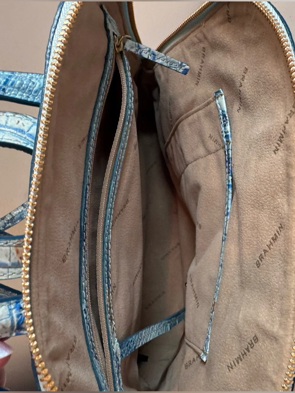 Brahmin Felicity Croc-Embossed Leather Backpack in Seaside Melbourne